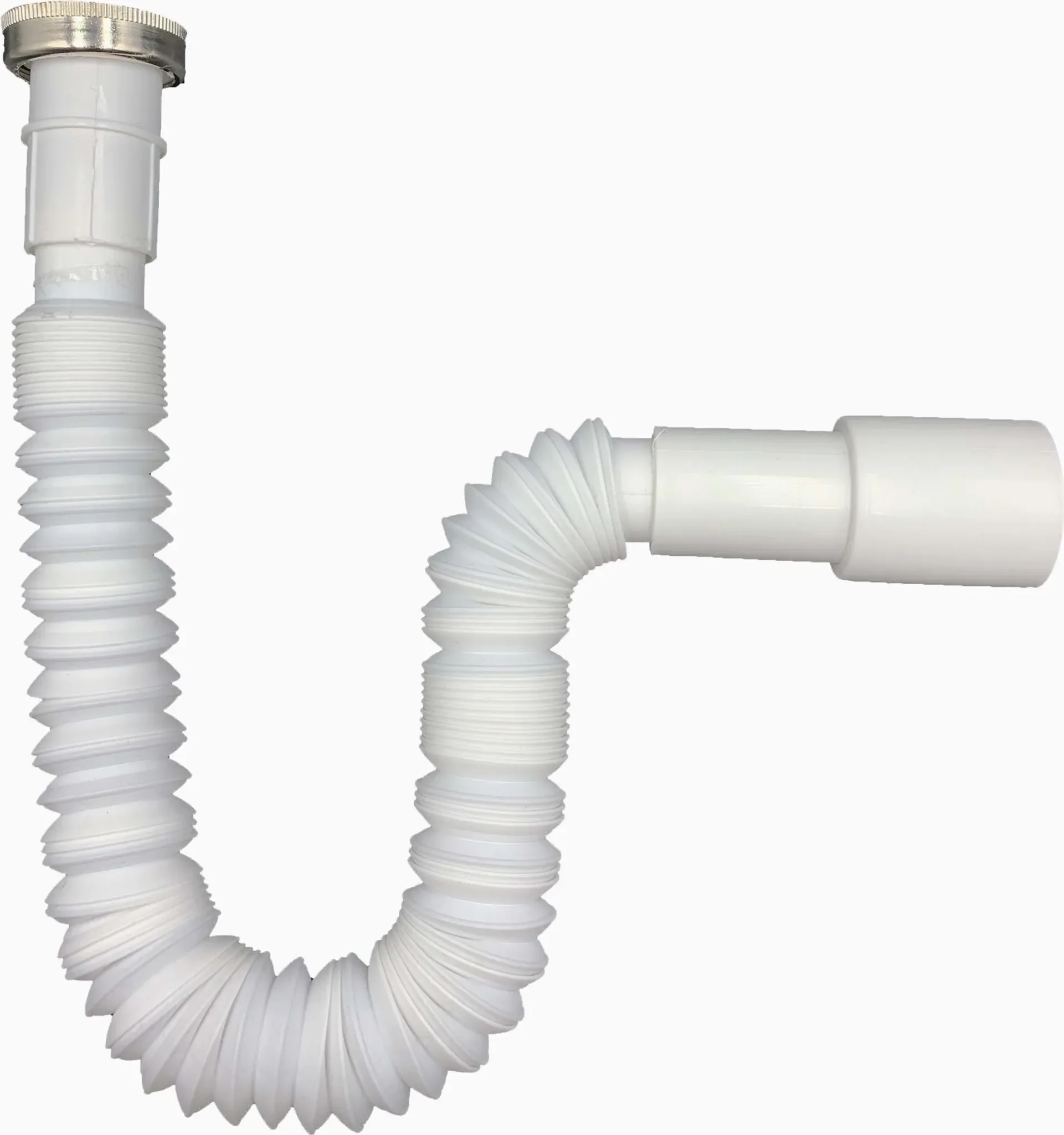Flexibler Spülensiphon 5/4 × 32–40 mm – Küchenabfluss, Weiß