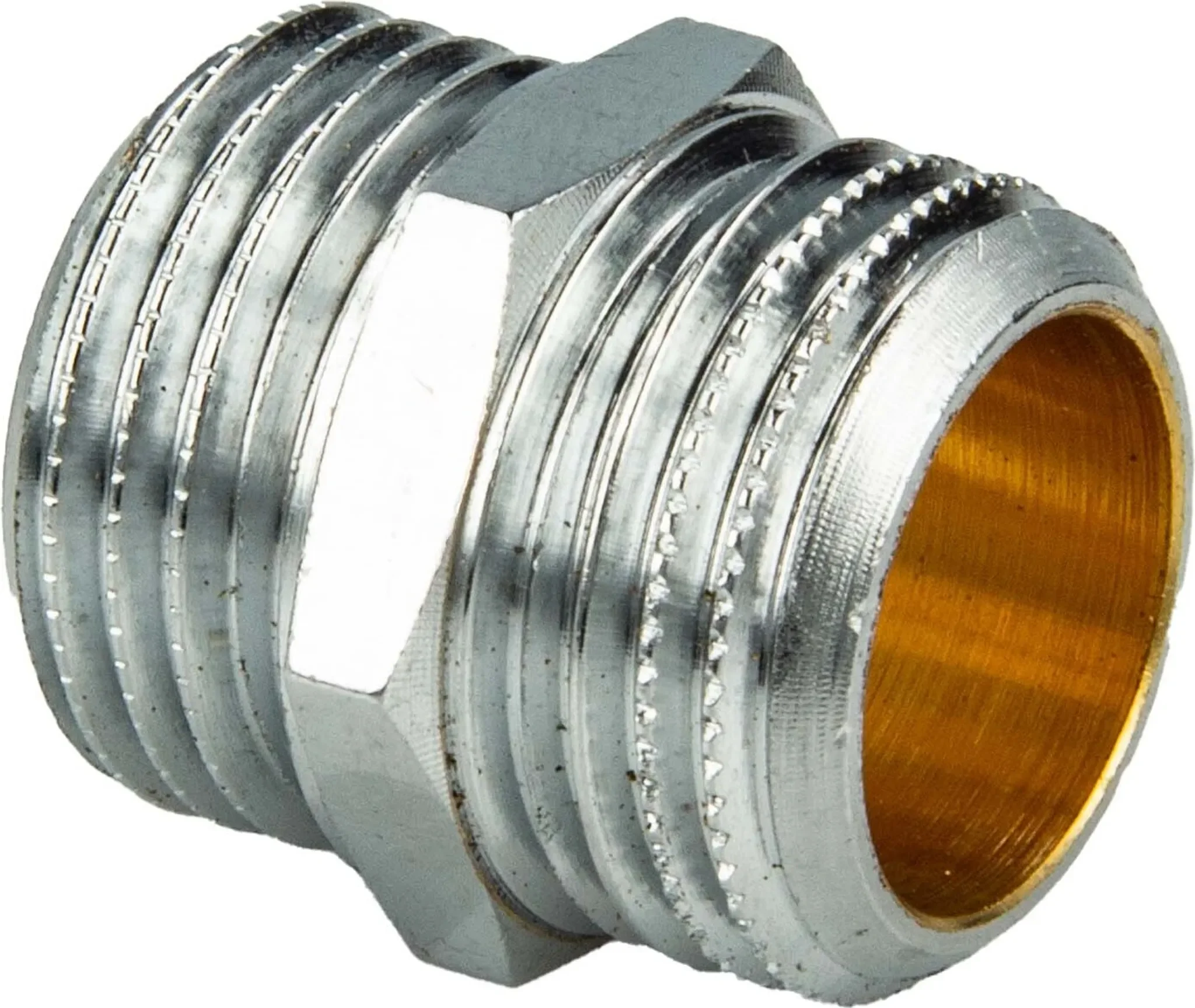 Doppelnippel G 3/8 Zoll (DN 10) – Messing, glanzverchromt