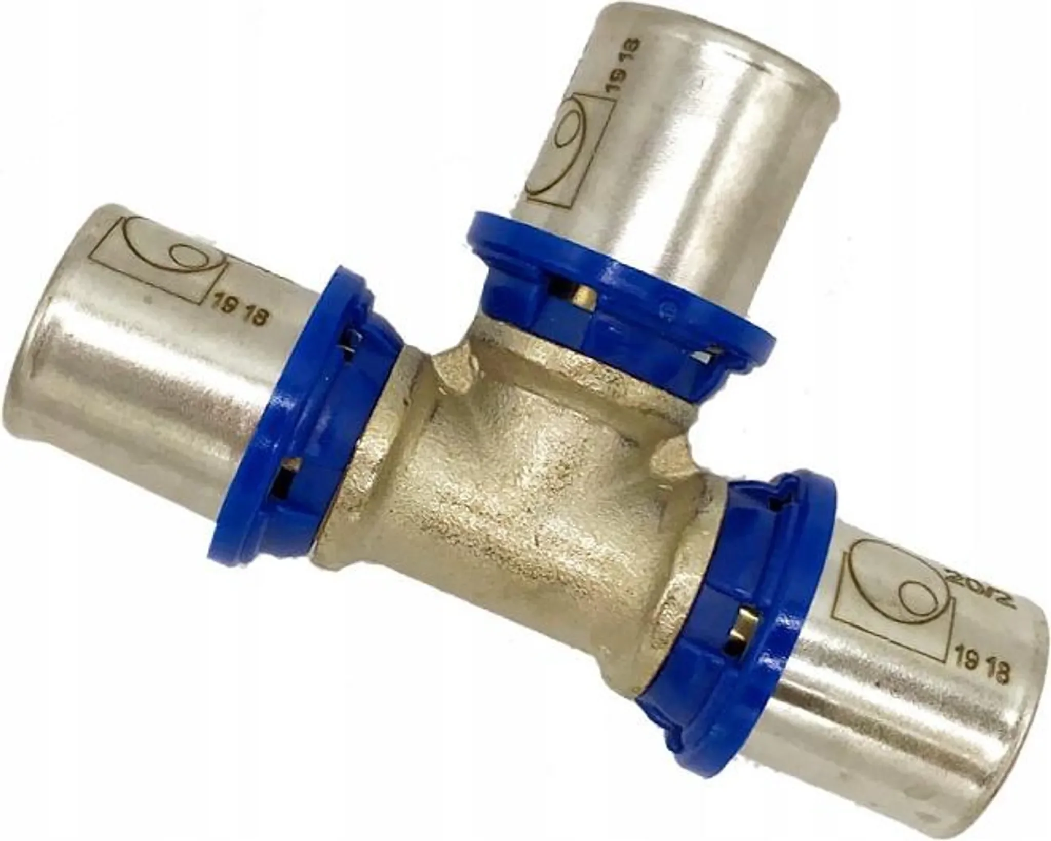 PEX T-Stück reduziert 20 × 16 × 20 mm – Radopress Pressfitting aus Messing