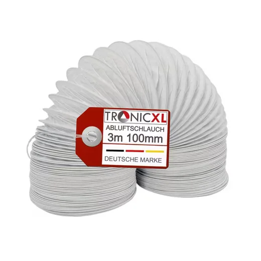 TRONICXL Abluft Set PVC Abluftschlauch 100 mm 3 m Trockner Klima Grow