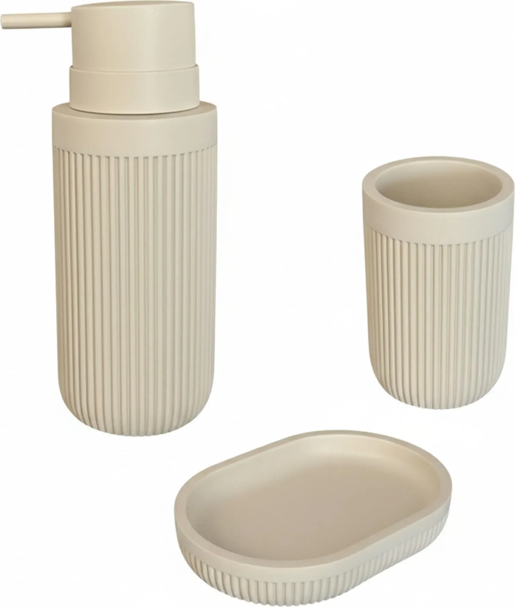 Bad-Accessoires Set, 3-teilig – Steinoptik