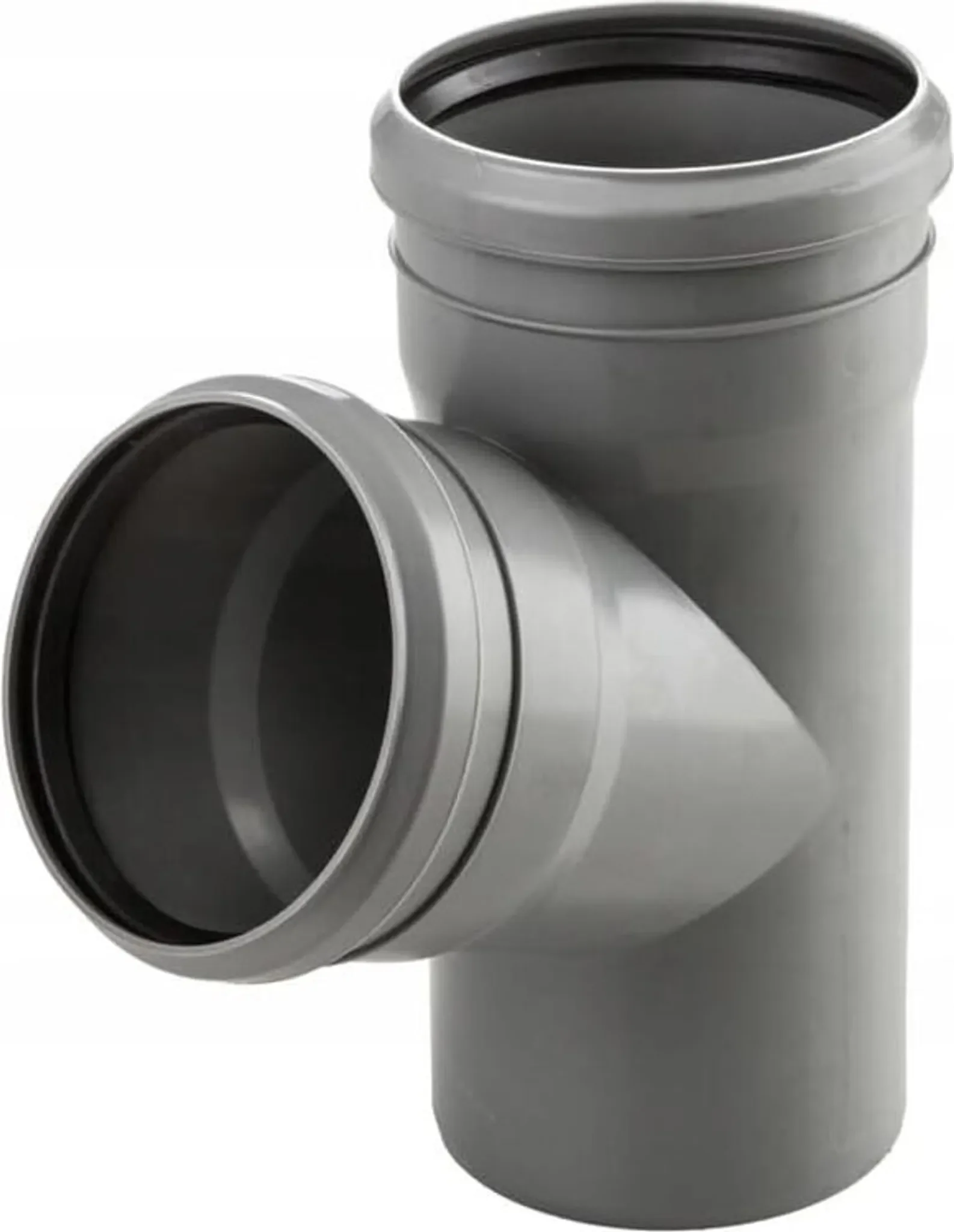 HT-Abzweig DN 110 × 75/90 – 87° T-Stück mit Dichtung, Grau